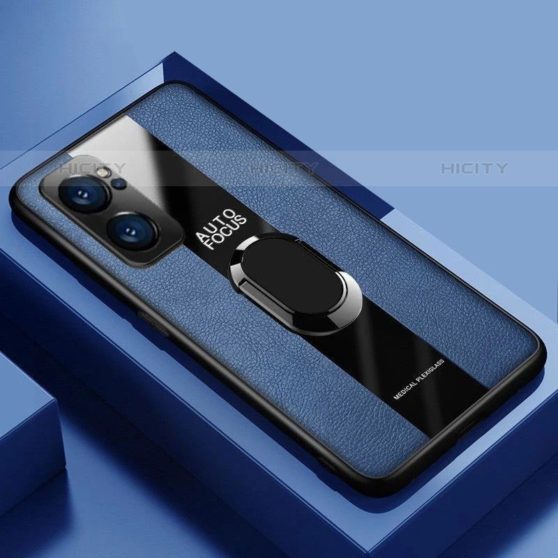 Funda Silicona Goma de Cuero Carcasa con Magnetico S01 para Oppo Reno7 Pro 5G Azul