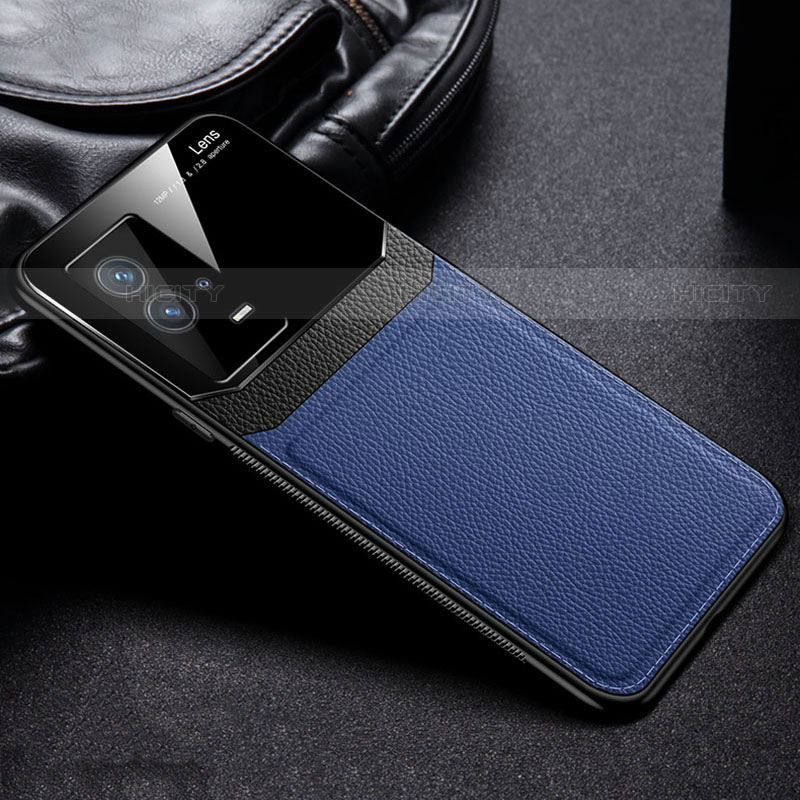 Funda Silicona Goma de Cuero Carcasa con Magnetico S01 para Vivo iQOO 8 Pro 5G Azul