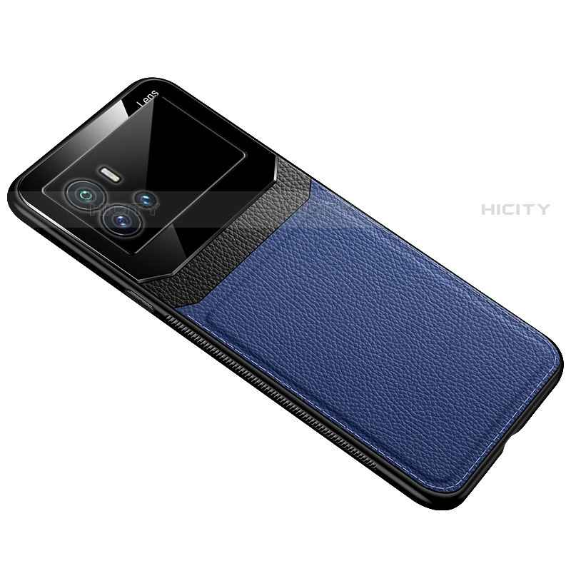 Funda Silicona Goma de Cuero Carcasa con Magnetico S01 para Vivo iQOO 9 5G Azul