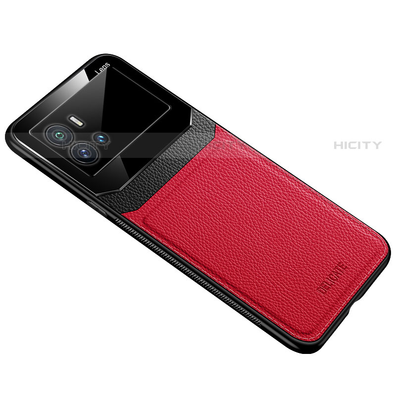 Funda Silicona Goma de Cuero Carcasa con Magnetico S01 para Vivo iQOO 9 Pro 5G Rojo