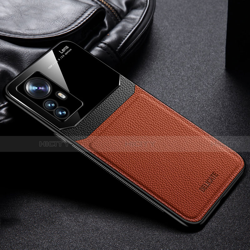 Funda Silicona Goma de Cuero Carcasa con Magnetico S01 para Xiaomi Mi 12 5G Marron