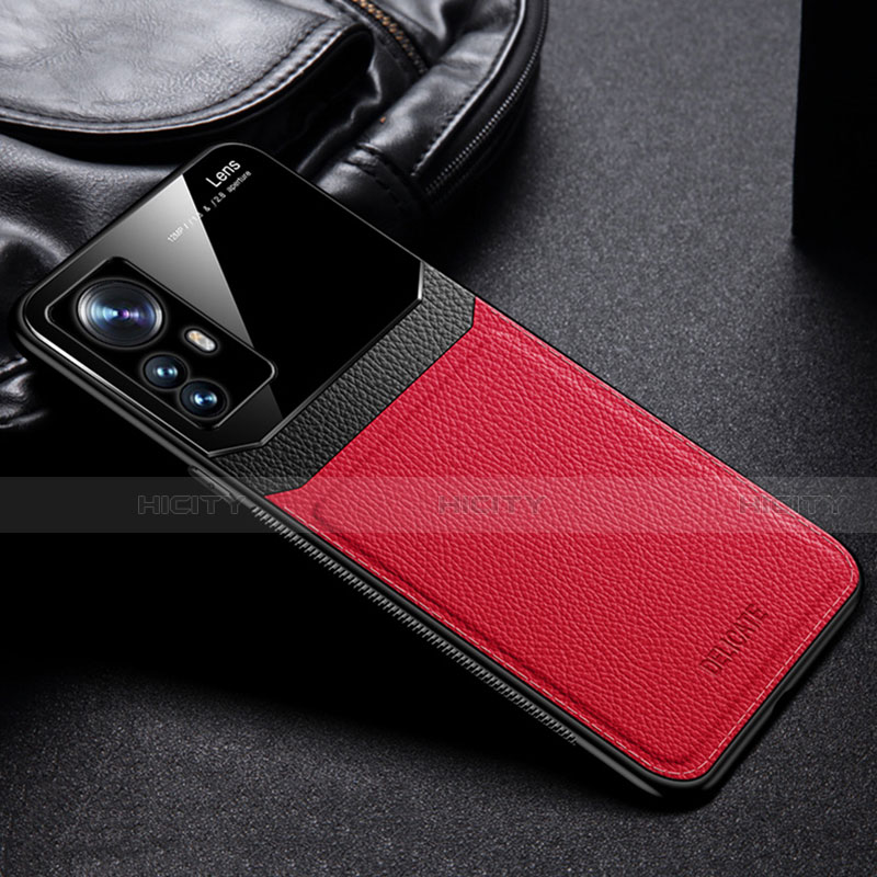 Funda Silicona Goma de Cuero Carcasa con Magnetico S01 para Xiaomi Mi 12 5G Rojo