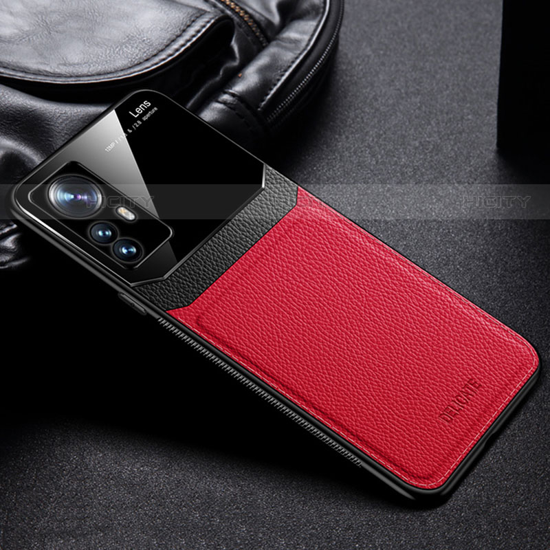 Funda Silicona Goma de Cuero Carcasa con Magnetico S01 para Xiaomi Mi 12 Pro 5G Rojo