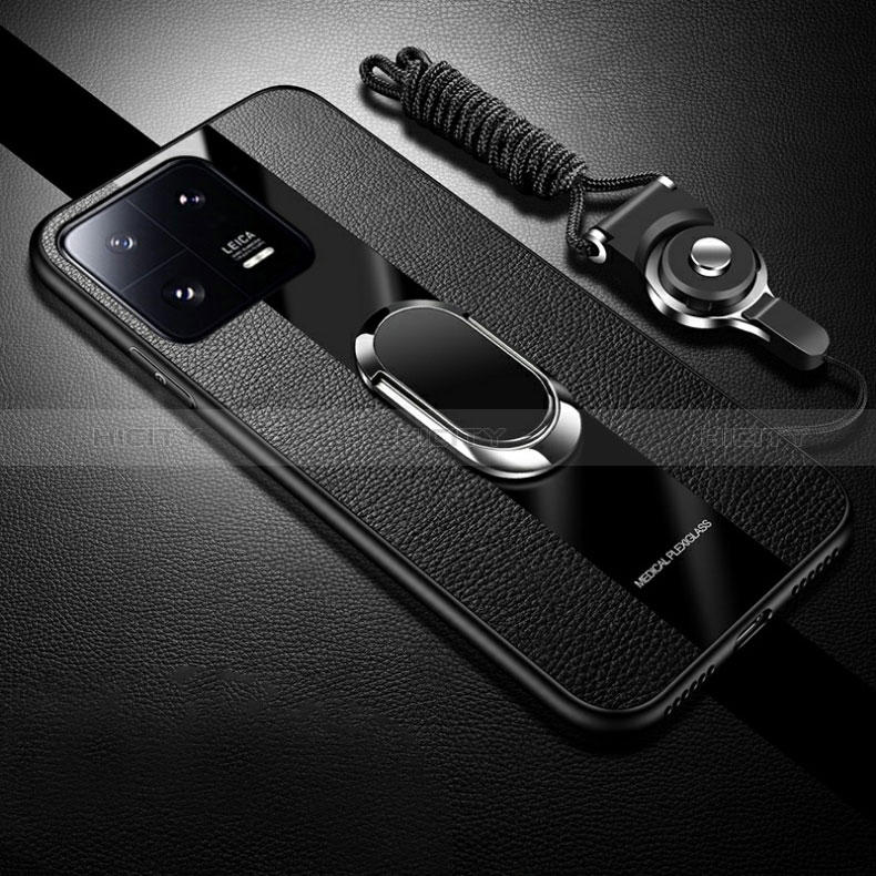 Funda Silicona Goma de Cuero Carcasa con Magnetico S01 para Xiaomi Mi 13 Pro 5G Negro