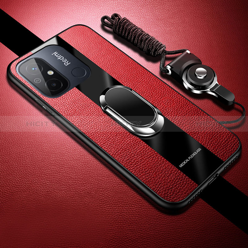 Funda Silicona Goma de Cuero Carcasa con Magnetico S01 para Xiaomi Redmi 11A 4G Rojo