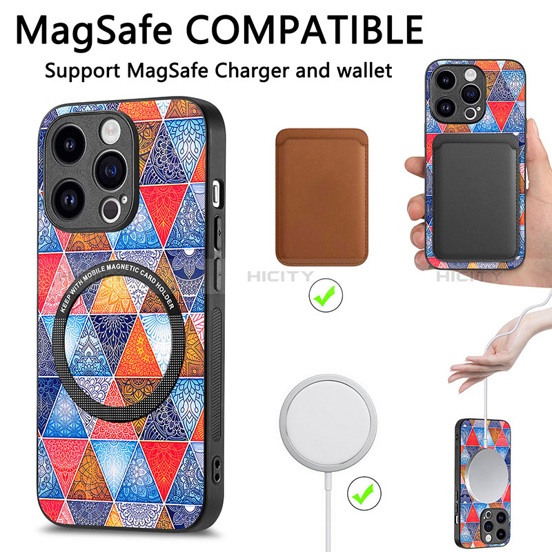 Funda Silicona Goma de Cuero Carcasa con Magnetico S01D para Apple iPhone 14 Pro