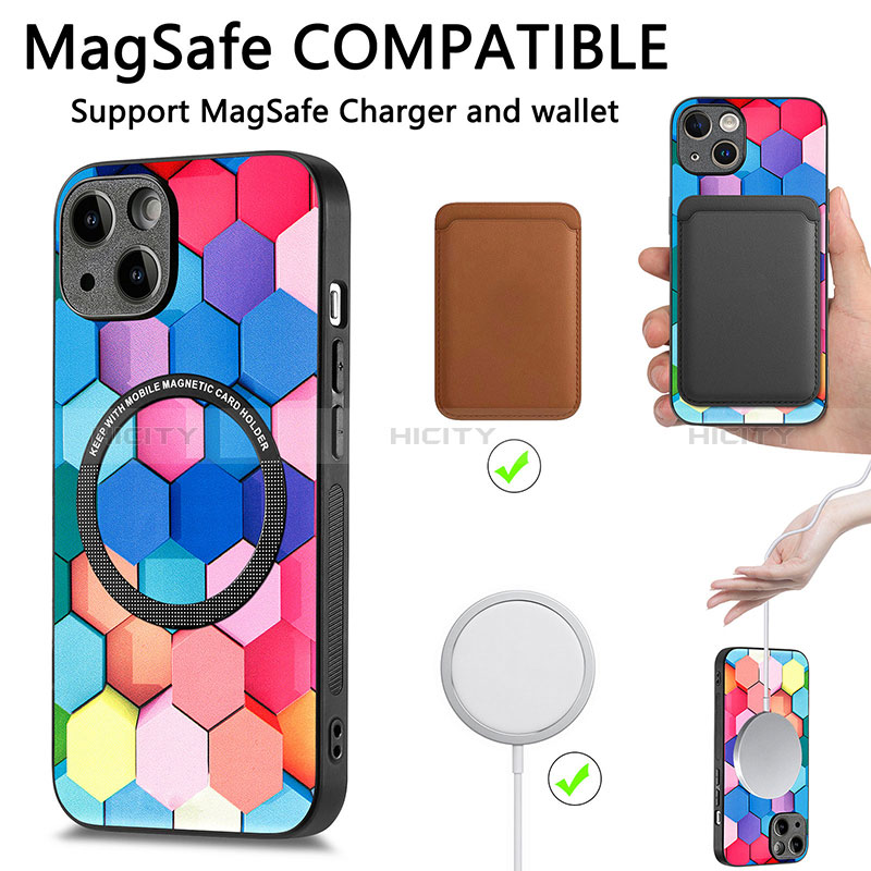 Funda Silicona Goma de Cuero Carcasa con Magnetico S01D para Apple iPhone 15