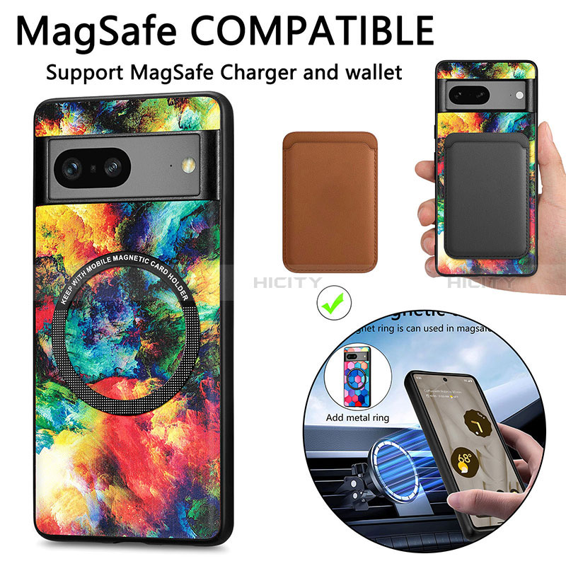 Funda Silicona Goma de Cuero Carcasa con Magnetico S01D para Google Pixel 7 5G