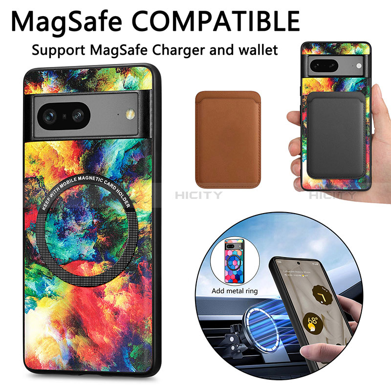 Funda Silicona Goma de Cuero Carcasa con Magnetico S01D para Google Pixel 7a 5G