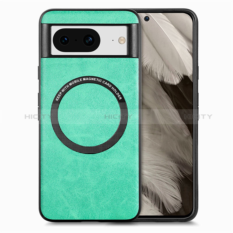 Funda Silicona Goma de Cuero Carcasa con Magnetico S01D para Google Pixel 8 5G Verde