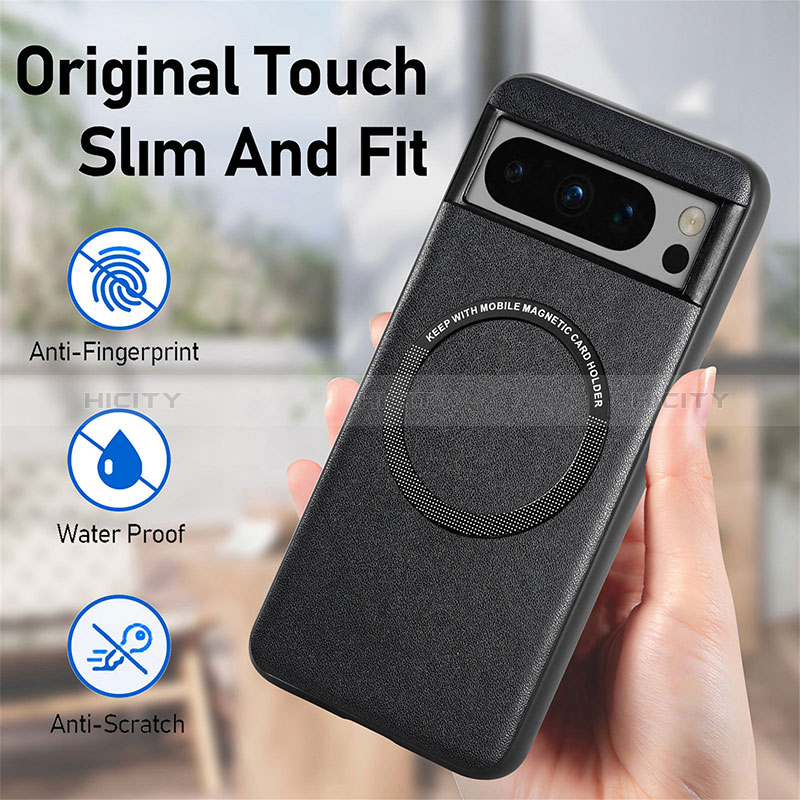 Funda Silicona Goma de Cuero Carcasa con Magnetico S01D para Google Pixel 8 Pro 5G