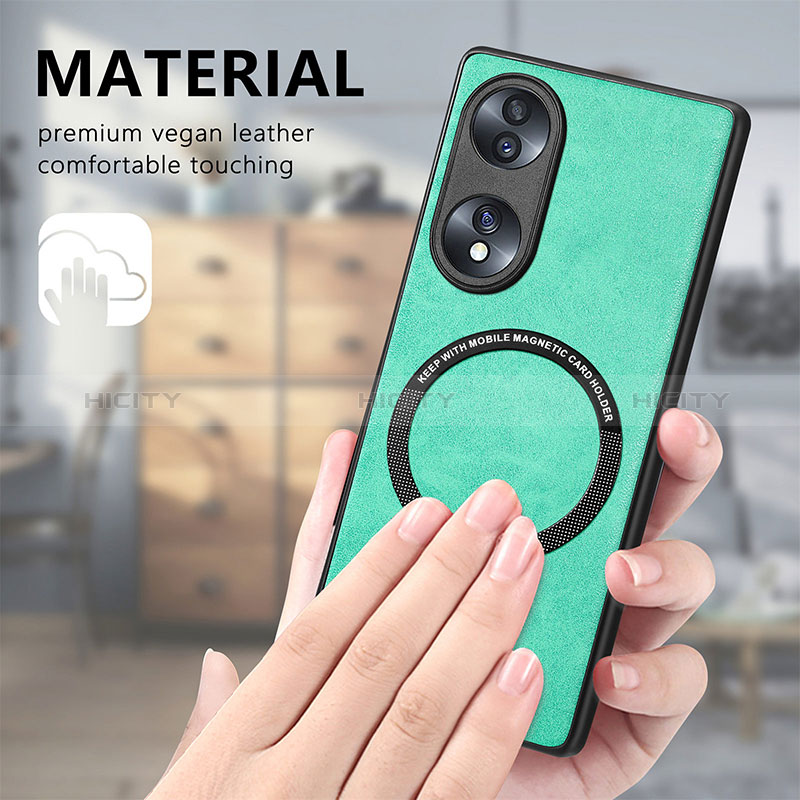 Funda Silicona Goma de Cuero Carcasa con Magnetico S01D para Huawei Honor 70 5G