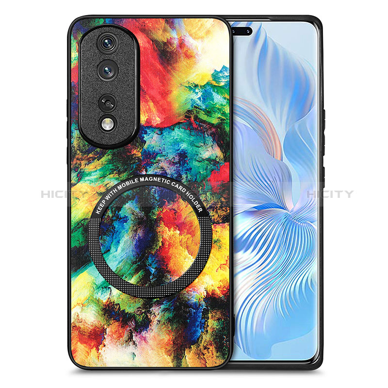 Funda Silicona Goma de Cuero Carcasa con Magnetico S01D para Huawei Honor 80 Pro 5G