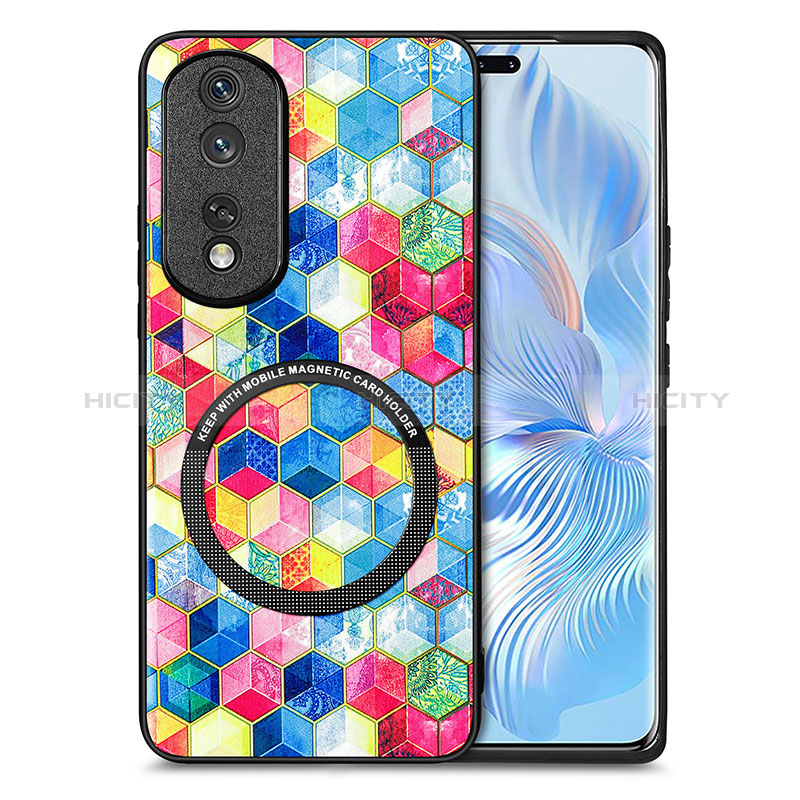 Funda Silicona Goma de Cuero Carcasa con Magnetico S01D para Huawei Honor 80 Pro 5G