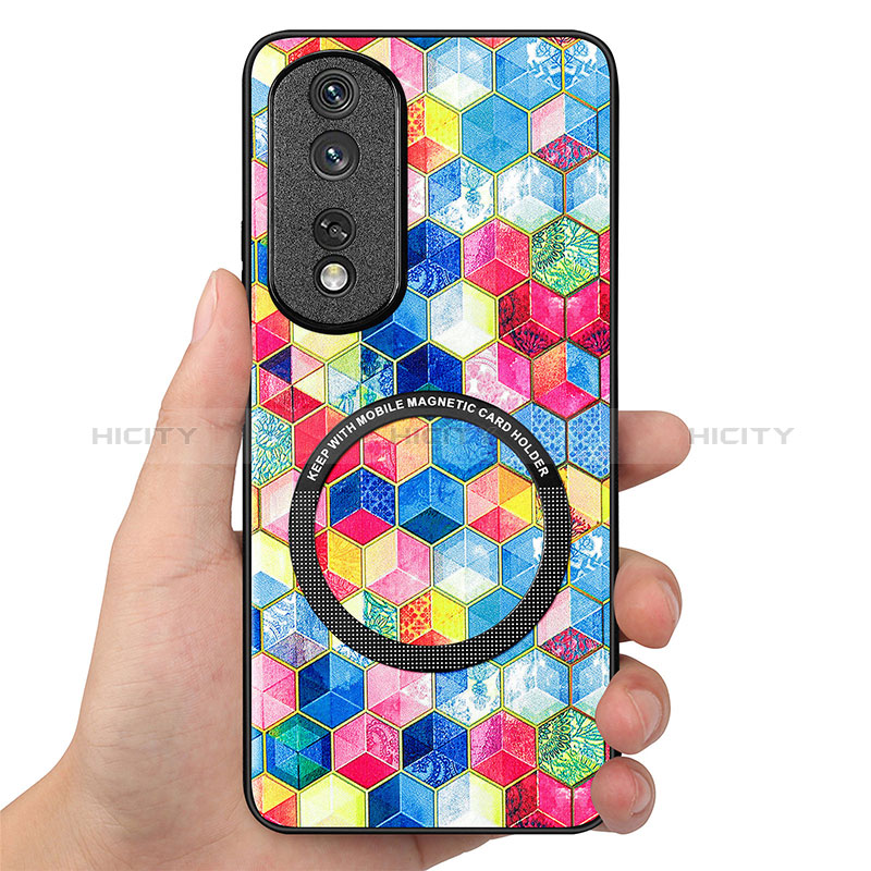 Funda Silicona Goma de Cuero Carcasa con Magnetico S01D para Huawei Honor 80 Pro Flat 5G