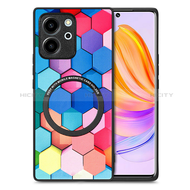 Funda Silicona Goma de Cuero Carcasa con Magnetico S01D para Huawei Honor 80 SE 5G