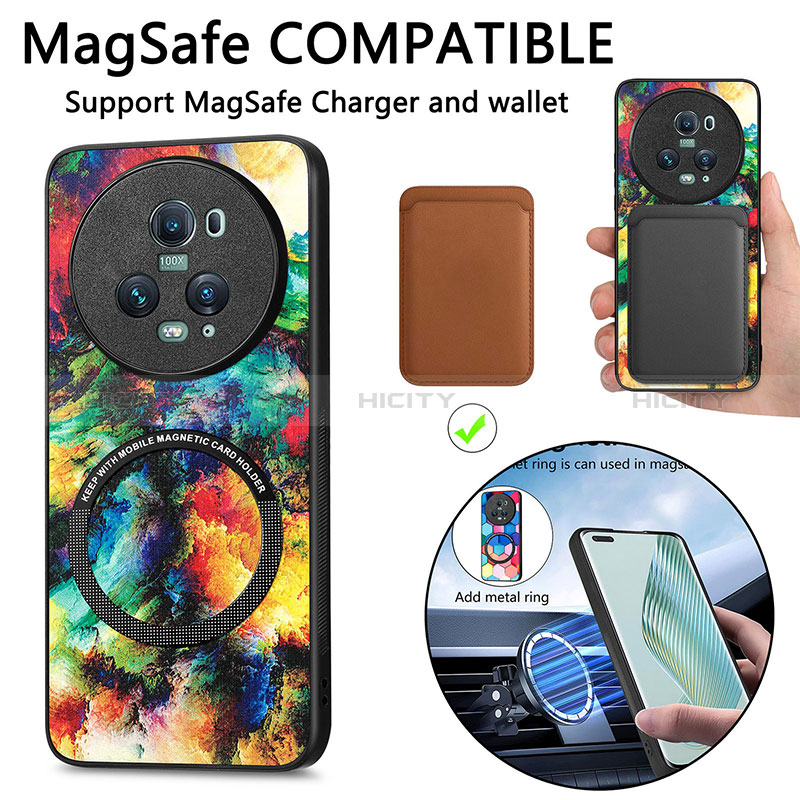 Funda Silicona Goma de Cuero Carcasa con Magnetico S01D para Huawei Honor Magic5 Pro 5G