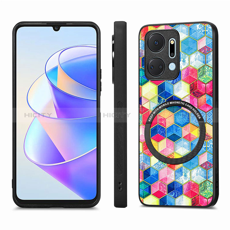 Funda Silicona Goma de Cuero Carcasa con Magnetico S01D para Huawei Honor X7a