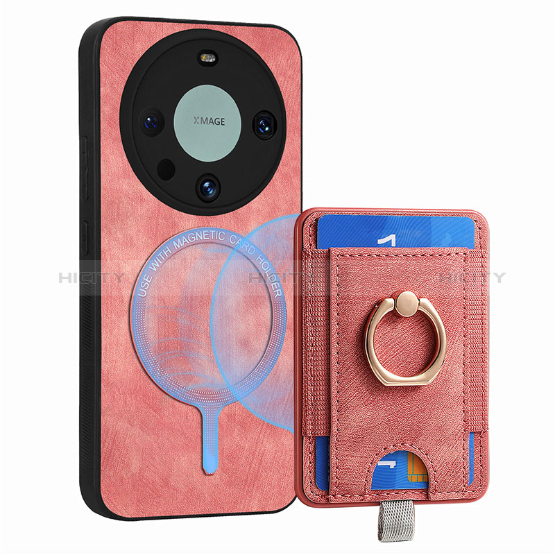 Funda Silicona Goma de Cuero Carcasa con Magnetico S01D para Huawei Mate 60 Pro Oro Rosa