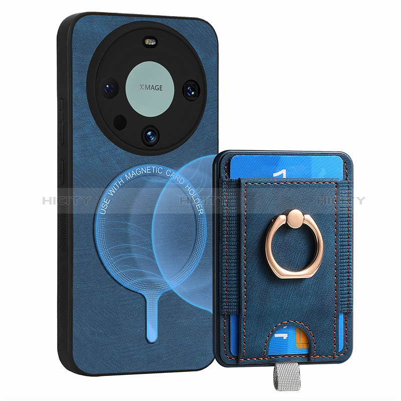 Funda Silicona Goma de Cuero Carcasa con Magnetico S01D para Huawei Mate 60 Pro+ Plus Azul