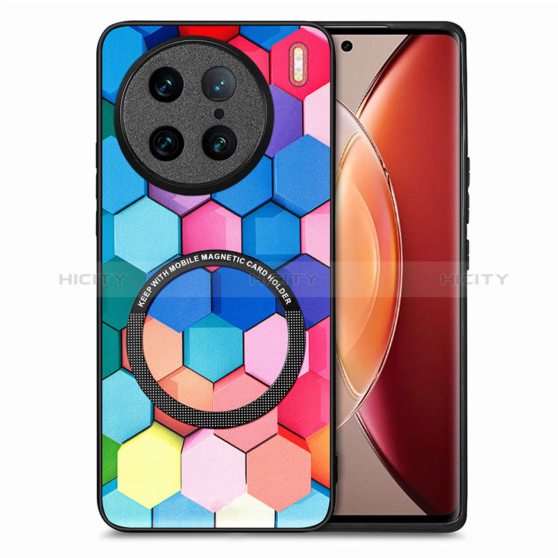 Funda Silicona Goma de Cuero Carcasa con Magnetico S01D para Vivo X90 Pro 5G Vistoso