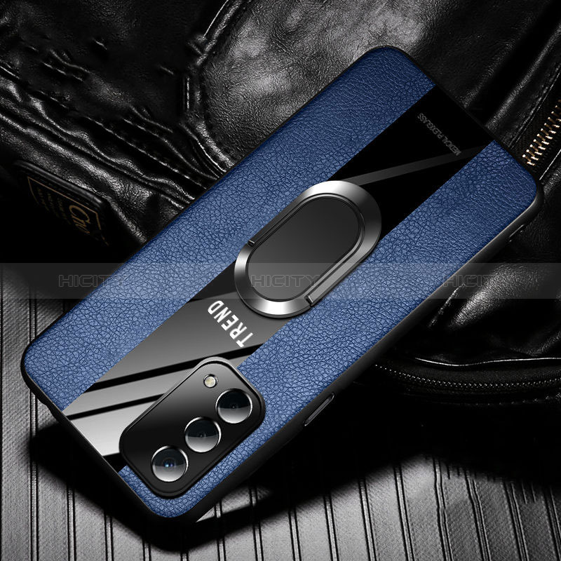 Funda Silicona Goma de Cuero Carcasa con Magnetico S02 para Oppo A74 5G Azul