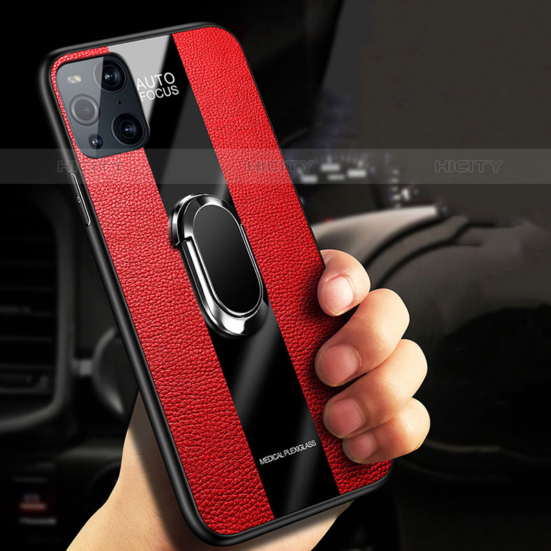 Funda Silicona Goma de Cuero Carcasa con Magnetico S02 para Oppo Find X3 Pro 5G