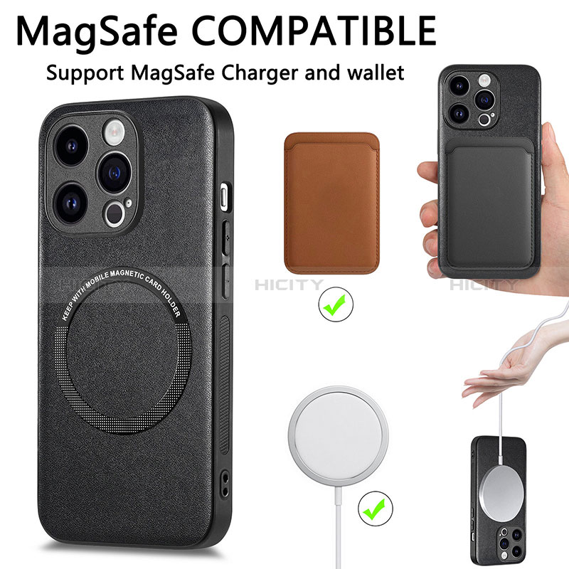 Funda Silicona Goma de Cuero Carcasa con Magnetico S02D para Apple iPhone 13 Pro Max