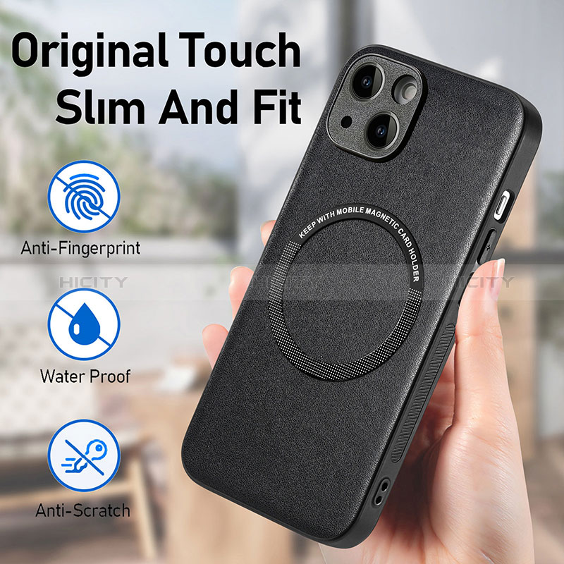 Funda Silicona Goma de Cuero Carcasa con Magnetico S02D para Apple iPhone 14