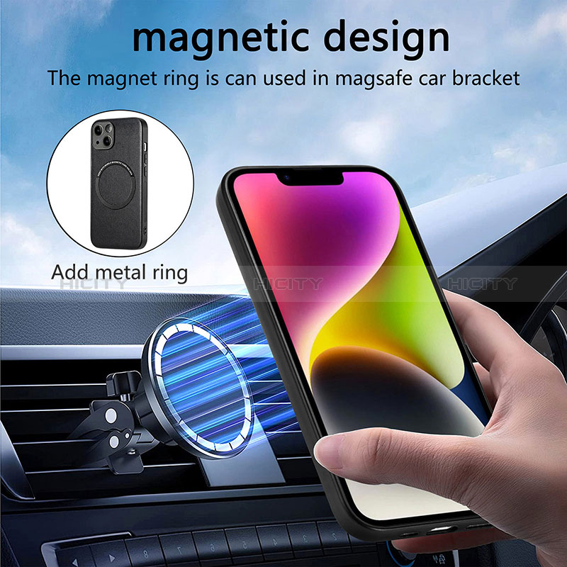 Funda Silicona Goma de Cuero Carcasa con Magnetico S02D para Apple iPhone 14 Plus