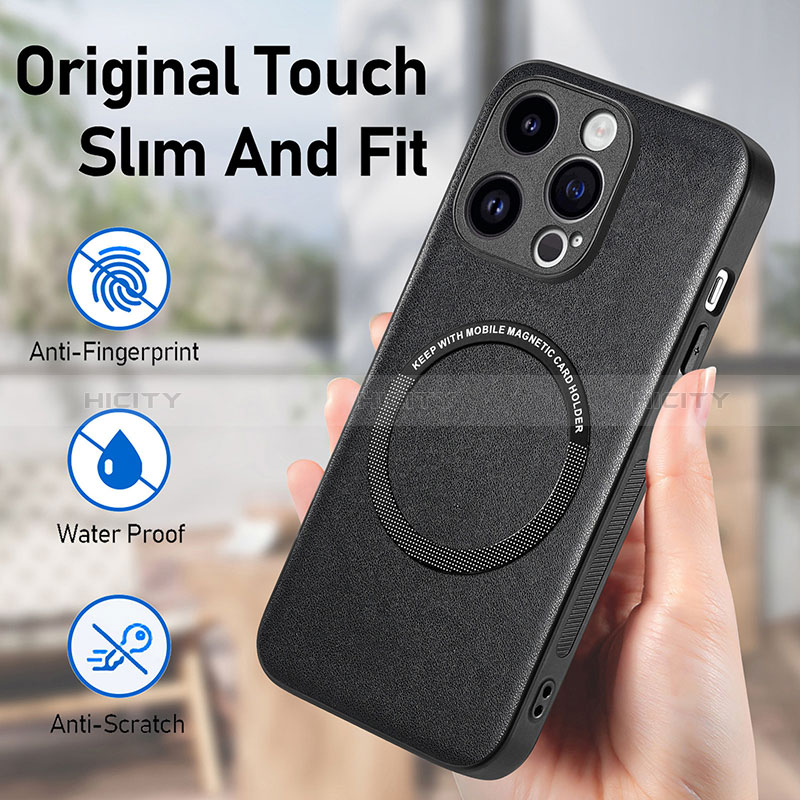 Funda Silicona Goma de Cuero Carcasa con Magnetico S02D para Apple iPhone 15 Pro