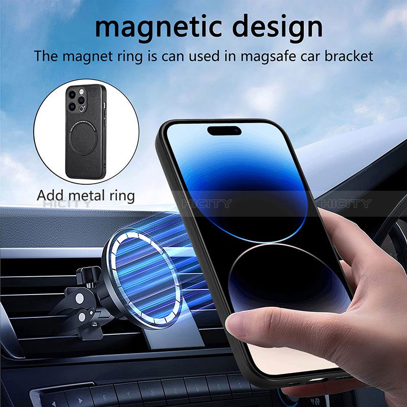 Funda Silicona Goma de Cuero Carcasa con Magnetico S02D para Apple iPhone 15 Pro Max