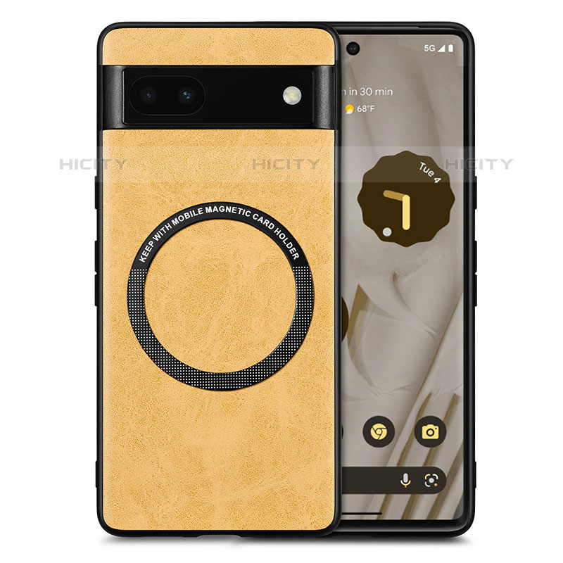 Funda Silicona Goma de Cuero Carcasa con Magnetico S02D para Google Pixel 6a 5G