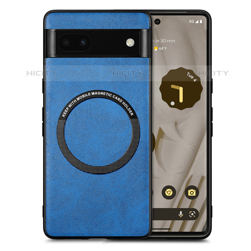 Funda Silicona Goma de Cuero Carcasa con Magnetico S02D para Google Pixel 6a 5G