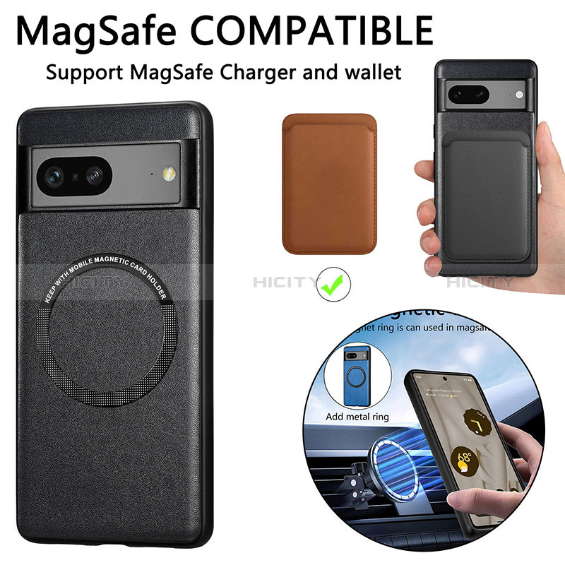 Funda Silicona Goma de Cuero Carcasa con Magnetico S02D para Google Pixel 7 5G