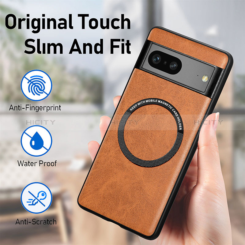 Funda Silicona Goma de Cuero Carcasa con Magnetico S02D para Google Pixel 7a 5G