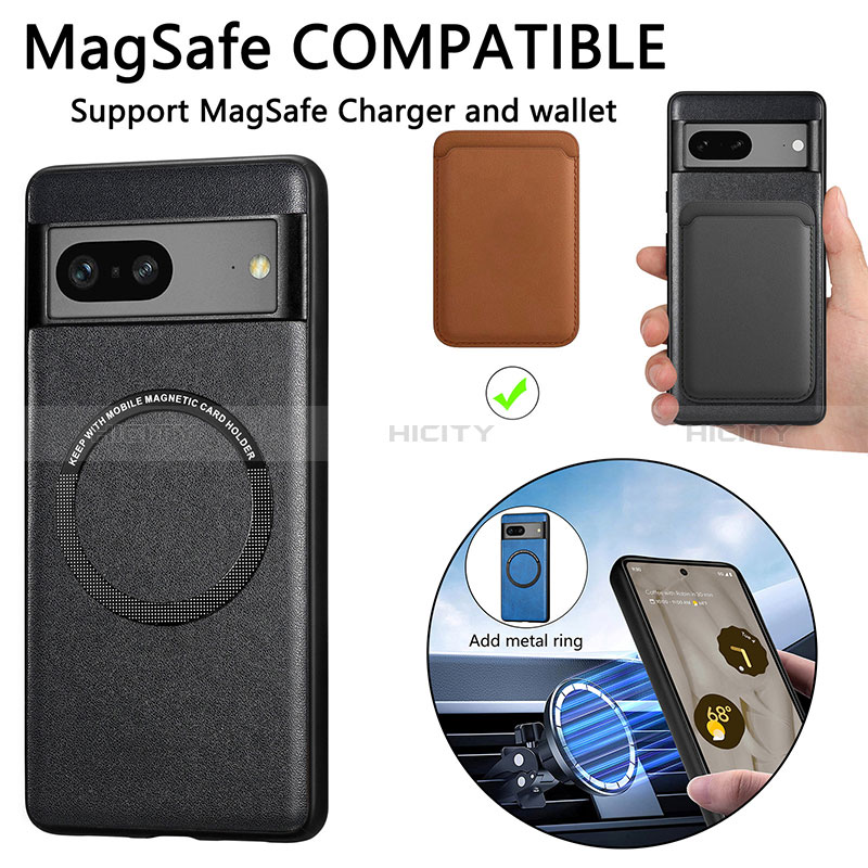 Funda Silicona Goma de Cuero Carcasa con Magnetico S02D para Google Pixel 7a 5G