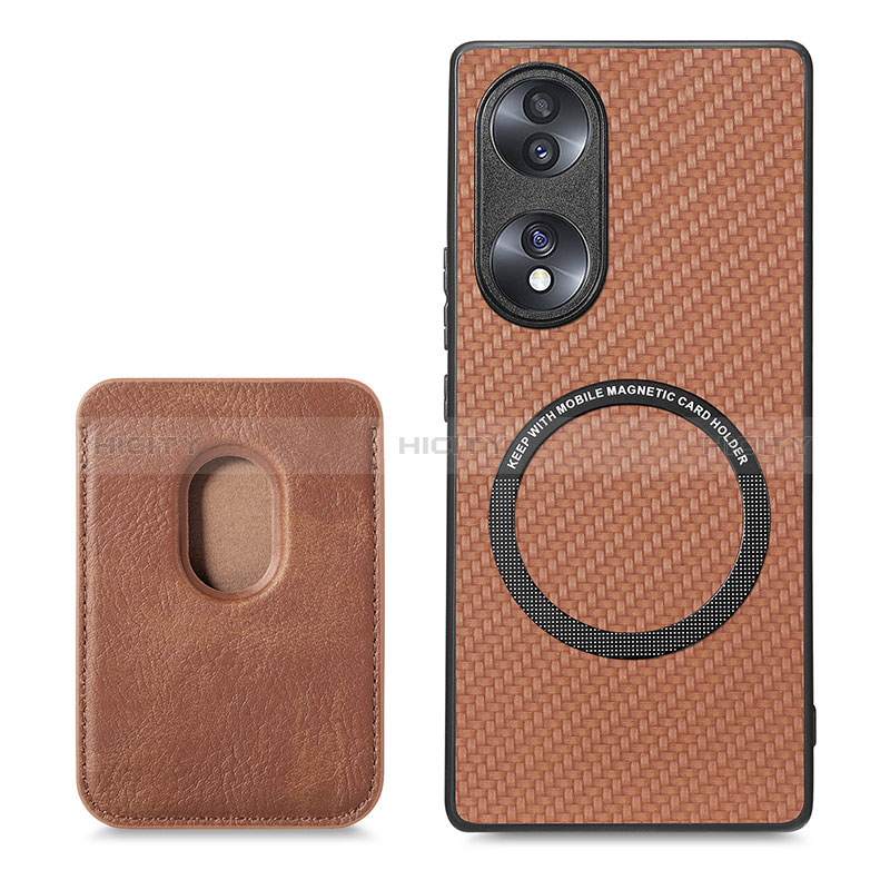 Funda Silicona Goma de Cuero Carcasa con Magnetico S02D para Huawei Honor 70 5G