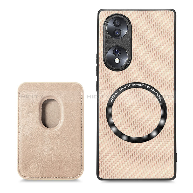 Funda Silicona Goma de Cuero Carcasa con Magnetico S02D para Huawei Honor 70 5G