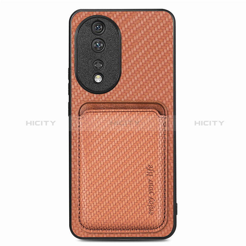 Funda Silicona Goma de Cuero Carcasa con Magnetico S02D para Huawei Honor 80 5G