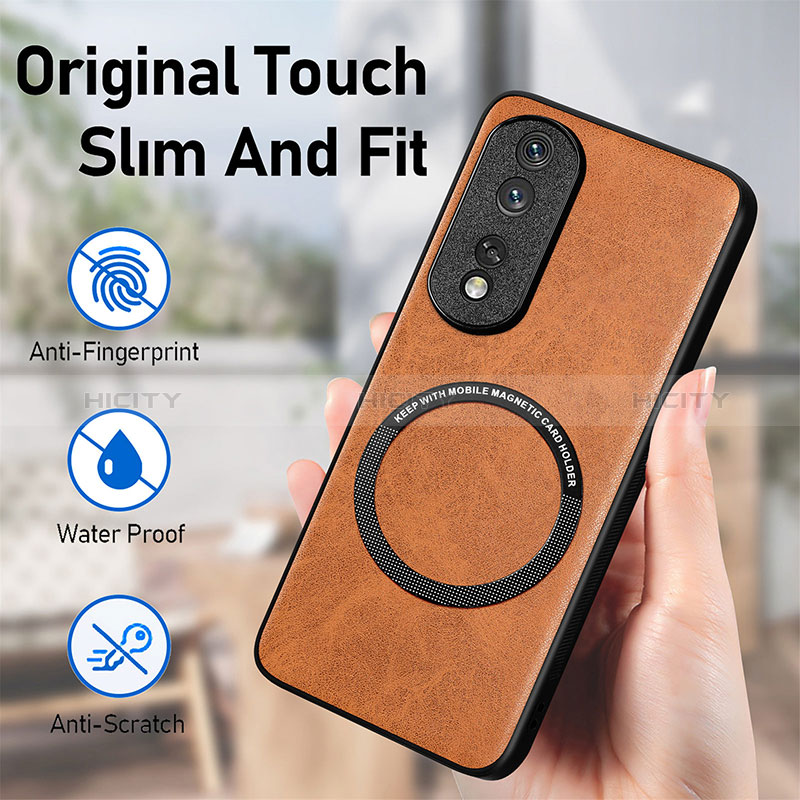 Funda Silicona Goma de Cuero Carcasa con Magnetico S02D para Huawei Honor 80 Pro 5G