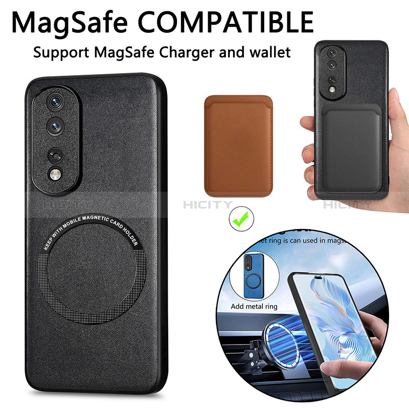 Funda Silicona Goma de Cuero Carcasa con Magnetico S02D para Huawei Honor 80 Pro 5G