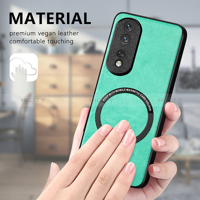 Funda Silicona Goma de Cuero Carcasa con Magnetico S02D para Huawei Honor 80 Pro 5G