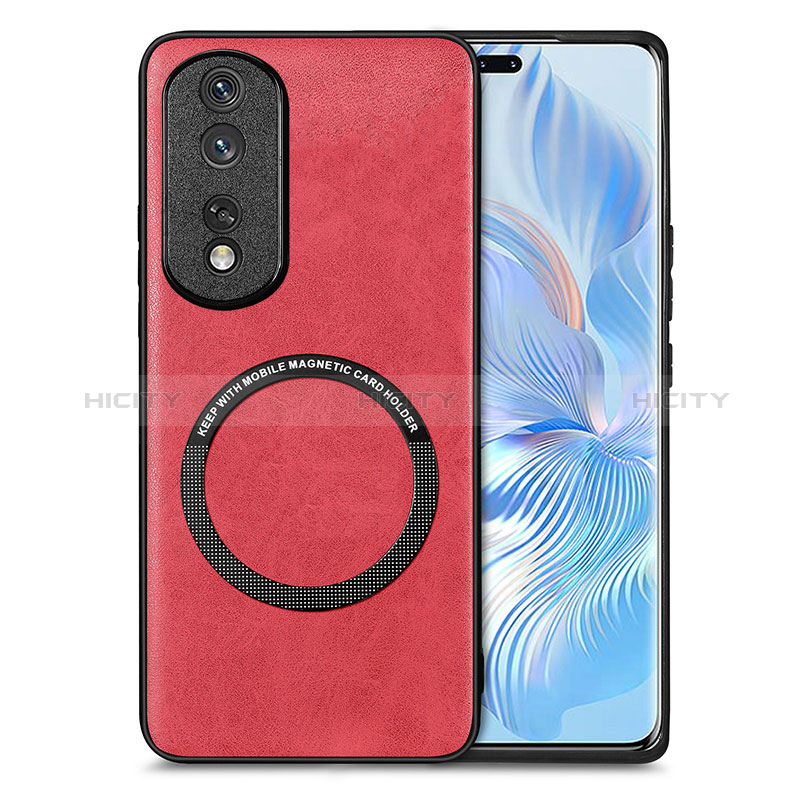 Funda Silicona Goma de Cuero Carcasa con Magnetico S02D para Huawei Honor 80 Pro 5G