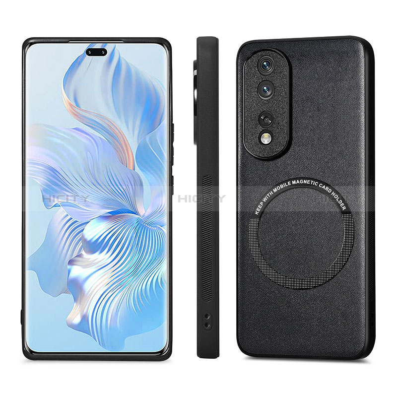 Funda Silicona Goma de Cuero Carcasa con Magnetico S02D para Huawei Honor 80 Pro 5G