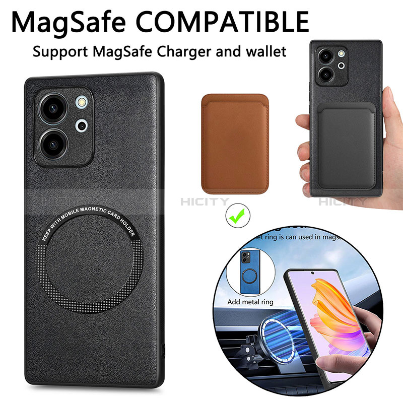 Funda Silicona Goma de Cuero Carcasa con Magnetico S02D para Huawei Honor 80 SE 5G