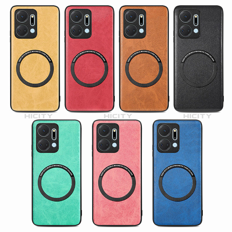 Funda Silicona Goma de Cuero Carcasa con Magnetico S02D para Huawei Honor X7a