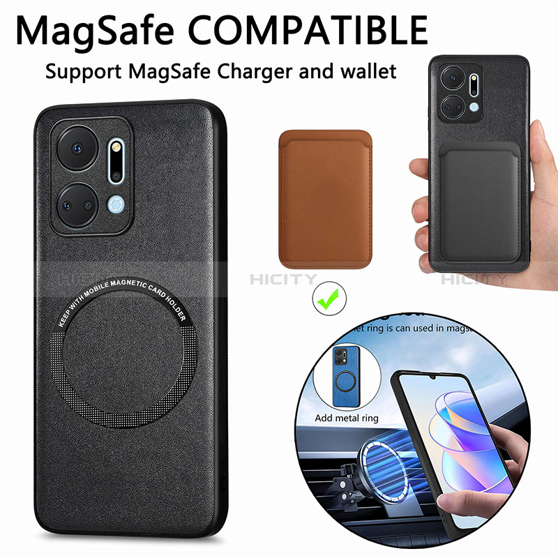 Funda Silicona Goma de Cuero Carcasa con Magnetico S02D para Huawei Honor X7a