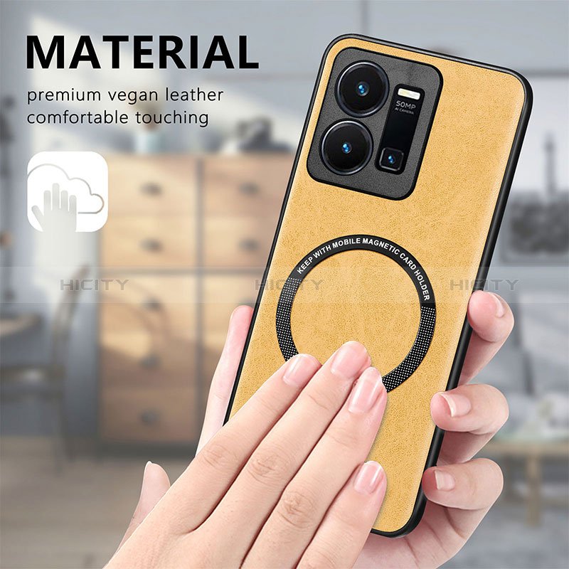 Funda Silicona Goma de Cuero Carcasa con Magnetico S02D para Vivo Y35 4G