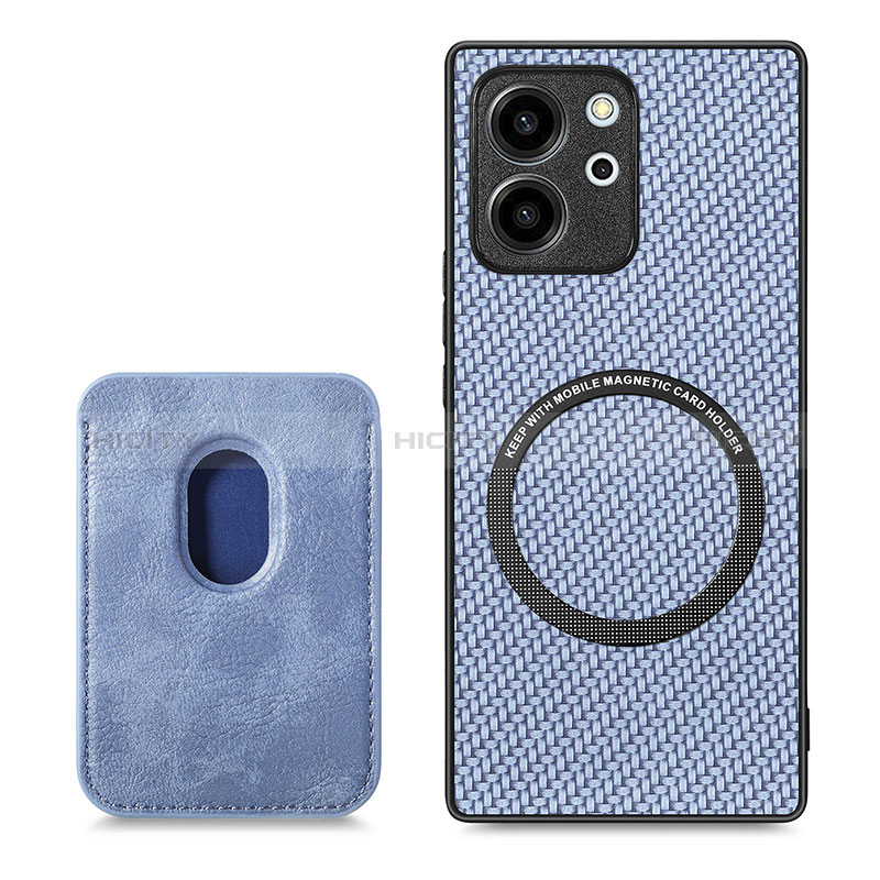 Funda Silicona Goma de Cuero Carcasa con Magnetico S03D para Huawei Honor 80 SE 5G Azul